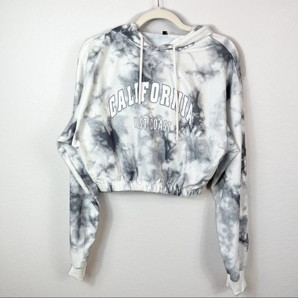 CALIFORNIA WEST COAST Cropped Tie Die Hoodie L - Picture 1 of 10